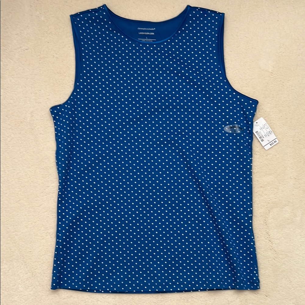 Christopher & Banks Blue Tank Top with White Dots